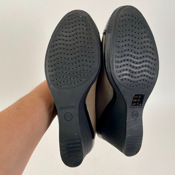 Geox Respira Spectator Pump Wedge Heels, Black/Tan Leather, Size 9.5 - Picture 8 of 10